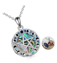 Personalized Pentagram Locket Necklace Sterling Moon - $161.11