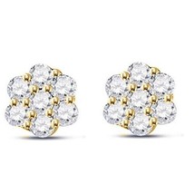 Unisex 14k Yellow Gold Plated 0.75CT Simulated Diamond Flower Stud Earrings - £36.93 GBP