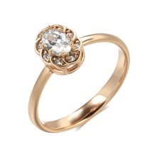 New 585 Rose Gold Wedding Rings Simple Oval Natural Zircon Finger Rings For Wome - £7.18 GBP