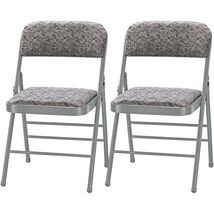 Pack of 2 Fabric Vinyl Steel Frame Foam Padded Folding Chairs Gray - $73.25+