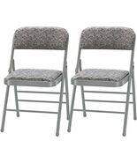 Pack of 2 Fabric Vinyl Steel Frame Foam Padded Folding Chairs Gray - $73.25+