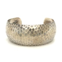 Vintage Sterling Signed Beau Handmade Hammered Wide Heavy Cuff Bracelet sz 6 1/2 - £70.43 GBP