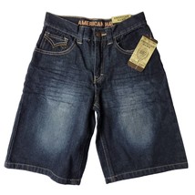 American Hawk Boys Shorts Size 12 Blue Jean Classic Cotton Denim Dark Wash Zip - £12.42 GBP