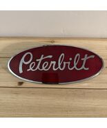 Vintage Peterbilt Truck Metal Badge Chrome Emblem 8&quot; X 3-1/4” Red &amp; Silver - $125.78 CAD