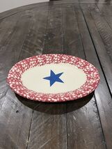 Roseville Red STAR Spongeware 9.5” Oval Platter Plate Workshops of Geral... - $34.53 CAD