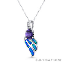 Angel / Eagle Bird Wing 925 Sterling Silver Lab-Created Opal CZ Crystal Pendant - £19.08 GBP+