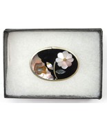 Alpaca Silver Brooch Abalone Mother of Pearl Inlaid Flower Signed MSJ Me... - $29.95