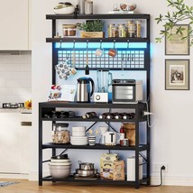 Black Modern Industrial Kitchen Baker&#39;s Rack with Multi-Color LED Lights - $5,261.28 MXN