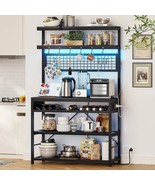 Black Modern Industrial Kitchen Baker&#39;s Rack with Multi-Color LED Lights - $396.04 CAD