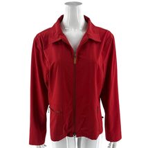Chicos Zenergy Womens Jacket Size 2 / US Large Red Zip Up Stretch Knit - $34.65