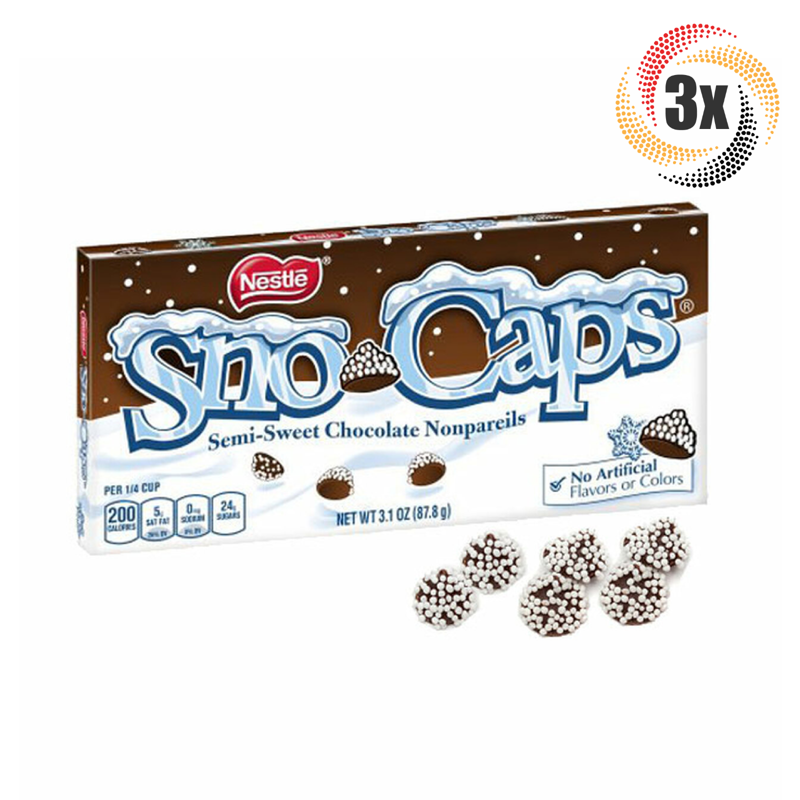 3x Packs Nestle Sno Caps Semi Sweet Chocolate Nonpareils Theater Box Candy 3.1oz - $12.64