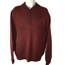 London Fog Chunky Wool Sweater USA Mens XLT Burgundy Long Sleeve Button Vintage - $15.95