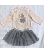NEW Baby Girl Long Sleeves Blouse Top &amp;Tutu Skirt Mouse Peach Gray 9M 9 ... - $20.55 CAD
