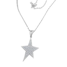 0.45ct Simulated Diamond Womens Star Chain Pendant 14k White Gold Plated - £39.84 GBP