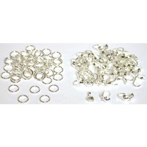 Round Closed Jump Rings &amp; Bead Tips Sterling Silver 100Pcs - £37.82 GBP