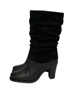 Womens Markon Danielle Black Leather Seude Slouchy Scrunched Round Toe B... - $59.39