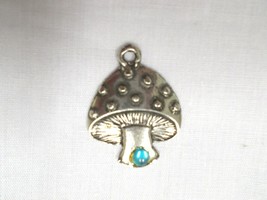 NEW NATURE POLKA DOT SPOTTED MUSHROOM w BLUE CRSTAL PENDANT ADJ CORD NEC... - $8.99