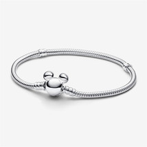 S925 Pandora Disney Mickey Mouse Clasp Moments Snake Chain Bracelet,Gift For Her - £15.97 GBP