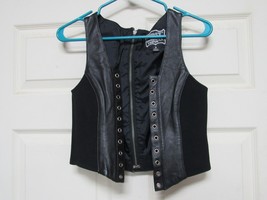 First Genuine Leather Black Motorcycle Vest Woman’s Black Zipper Tie Small - $49.49