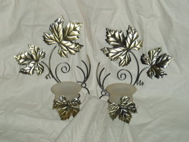 Partylite Antique Grape Leaf Sconce Pair Party Lite - £19.98 GBP