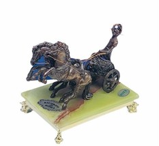 Ricordo di Roma sculpture figurine Italy Onyx Chariot Gladiator horses Roman art - £96.75 GBP