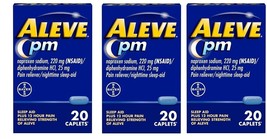 Aleve PM Pain Reliever &amp; Nighttime Sleep Aid 20 Caplets Exp 06/2024 Pack of 3 - £18.65 GBP