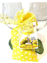 Gift Set Lemon Drink Bitch Bag Mix With Two Handmade Resin Base Wine Glasses - £19.55 GBP
