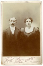 Circa 1890&#39;S Cabinet Card Beautiful Married Couple Mustache Frey Syracuse, Ny - £7.56 GBP