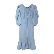 The Kooples Womenss Blue Button Front V-Neck Shift Dress Size 3 FR/Large - $69.99