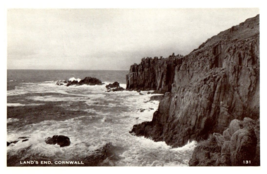 Lands End Cornwall Black And White Postcard - £7.08 GBP