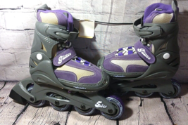 Inline Roller Skates Adjustable Girls Kids Adjustable Size 10-13 Purple ... - £15.56 GBP