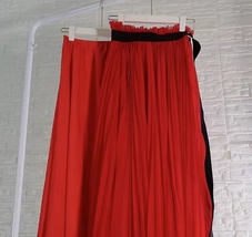 RED Pleated Long Tulle Skirt Outfit Women Plus Size Pleated Tulle Skirt image 15