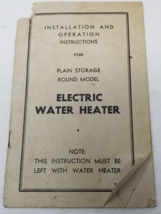 Hotpoint Water Heater Round Model Instructions 1948 Diagrams Service Ins... - $18.95