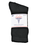 3 Pair Ladies Diabetic Crew Socks  9-11 Black Cotton Blend Circulatory H... - £6.22 GBP