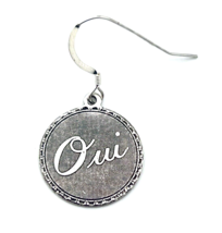 Vintage SINGLE ONE Sterling Silver 925 French Oui Yes Earring - $19.80