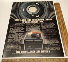 Vintage Print Ad Bell and Howell Cube Slide Projector Ephemera 1970s 13&quot;... - $14.69