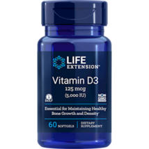 NEW Life Extension Vitamin D3 5000 IU Non-GMO for Bone Growth 60 Softgels - $12.38