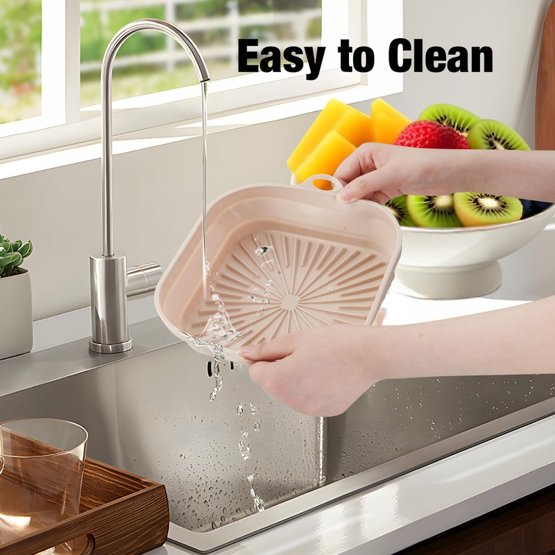 3 Pack Silicone Air Fryer Liners Reusable– Emptycolor 8 Inch Square Silicone Lin Item image 6