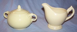 Vintage Vernon Kilns Authentic Vernonware Yellow Creamer, Lidded Sugar Bowl - $18.50