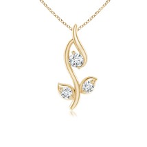 ANGARA Lab-Grown 0.1 Ct Diamond Leaf and Vine Pendant Necklace in 14K Solid Gold - £407.41 GBP