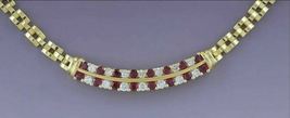 18K Yellow Gold Over 1.85Ct Red Ruby &amp; Diamond Necklace Chain For Gift - £221.30 GBP