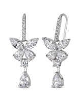 Anna Zuckerman Luxury Lab CZ Diamond  Crystalline Earrings Platinum 925S... - $93.42 CAD