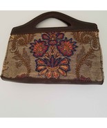 Womens Brown Blue Red Beaded Cherokee Floral Purse Burlap 3 Compartments... - $270.70 MXN
