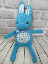 Publix blue bunny rabbit knit white gingham check plush stuffed animal k... - £11.67 GBP