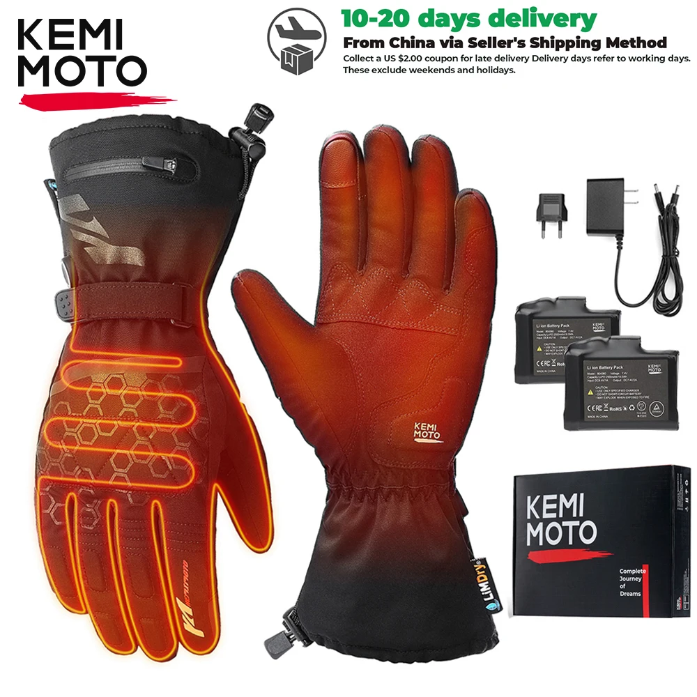 Winter Cycling Gloves Heated Touch Screen Battery Powered Motorbike Ski Outdoor - £80.63 GBP+