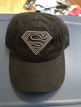 Superman Classic Symbol Black on Black Curved Brim Adjustable Dad Hat Black - £18.68 GBP