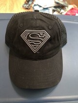 Superman Classic Symbol Black on Black Curved Brim Adjustable Dad Hat Black - $445.07 MXN