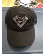 Superman Classic Symbol Black on Black Curved Brim Adjustable Dad Hat Black - $31.97 CAD