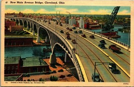 New Main Avenue Bridge Cleveland Ohio OH UNP Linen Postcard B8 - £2.29 GBP