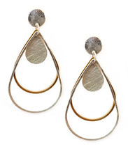 Brushed Metal Triple Teardrop Dangle Earrings Silver/Gold - £10.58 GBP